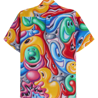 Men Linen Bowling Shirt Faces In Places - Vilebrequin x Kenny Scharf Multicolor back view