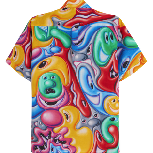 Faces In Places Bowling-Hemd aus Leinen für Herren – Vilebrequin x Kenny Scharf Multicolor Rückansicht