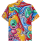 Men Bowling Shirt Linen Faces In Places - Vilebrequin x Kenny Scharf Multicolor back view