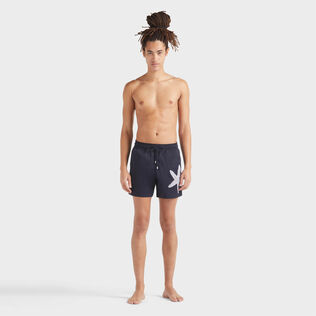 Men Stretch Short Swim Shorts Placed Starlette Navy front worn view
