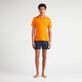 Men Tencel Polo Shirt Solid Apricot front worn view