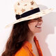 Chapeau en paille femme - Vilebrequin x Borsalino Sable vue portée de face