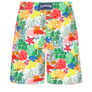 男士 Fond Marins Multicolores 长款游泳短裤 White 后视图