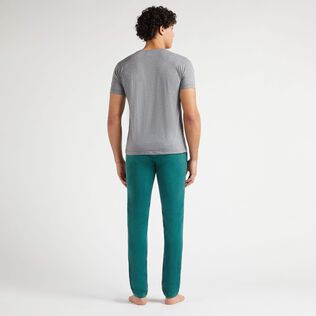 T-shirt uomo in cotone con logo in rilievo Grigio viola vista indossata posteriore
