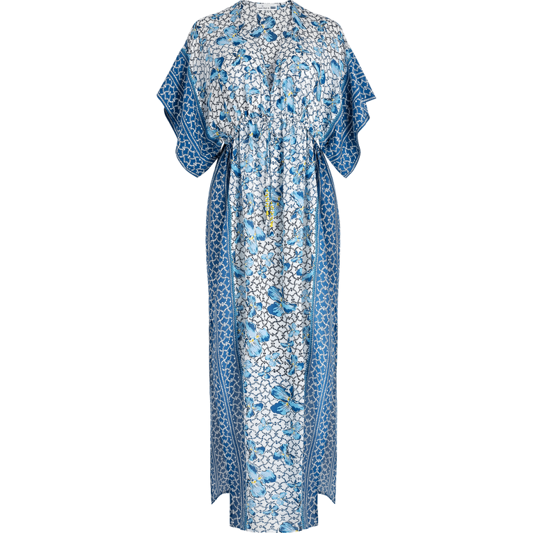 Women Long Kaftan Iris Lace- Vilebrequin X Poupette St Barth - Amaya - Blue