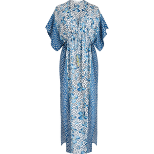 Women Long Kaftan Iris Lace- Vilebrequin x Poupette St Barth Aquamarin blau Vorderansicht