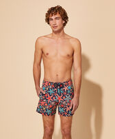 Men Stretch Short Swim Shorts Holistarfish Navy front worn view