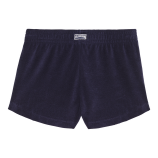 Women Terry Shorts Solid Navy back view