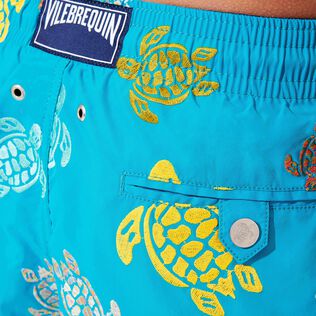 Men Swim Trunks Embroidered Ronde Des Tortues Ming blue details view 2