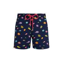 Men Swim Shorts Embroidered Fishy Dance - Limited Edition Navy front view