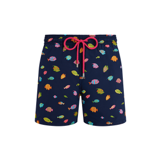 Men Swim Shorts Embroidered Fishy Dance - Limited Edition Navy front view