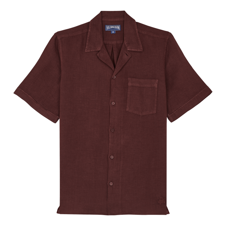 Camisa De Bolos De Lino De Color Liso Para Hombre - Camisa - Charli - Rojo