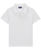 Polo en éponge garçon Uni Blanc vue de face
