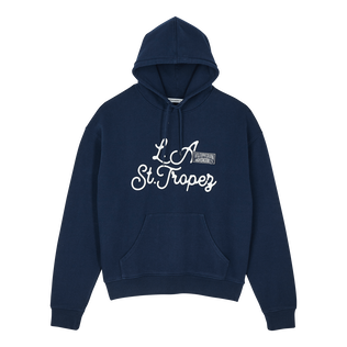 Sudadera con capucha con estampado LA/St. Tropez para hombre - Vilebrequin x Highsnobiety Azul marino vista frontal