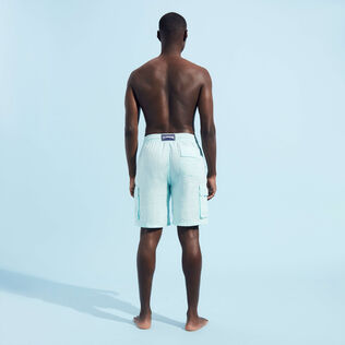 Men Linen Bermuda Shorts Cargo Pockets Thalassa back worn view