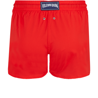 Men Swim Trunks Solid Medicis red back view