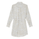 Vestido camisero de gasa de algodón con estampado Dentelles para mujer Blanco vista trasera