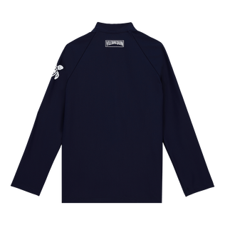 Kids Zipper Long Sleeves Rashguard Navy 后视图