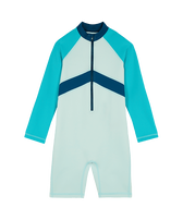 Boys Rashguard Jumpsuit Tricolore Blue note front view