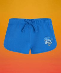 Shorty en coton organique fille brodé - Vilebrequin x The Beach Boys Faience vue de face