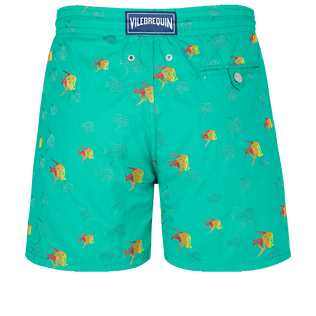 Men Swim Trunks Embroidered Piranhas - Limited Edition Tropezian green back view