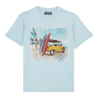 男士 Surf and Mini Moke 纯棉 T 恤 Sky blue 正面图