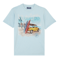 T-shirt en coton homme Surf and Mini Moke Bleu ciel vue de face