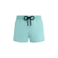 Costume da bagno corto uomo stretch e aderente a tinta unita Blu pacifico vista frontale