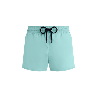 Costume da bagno corto uomo stretch e aderente a tinta unita Blu pacifico vista frontale