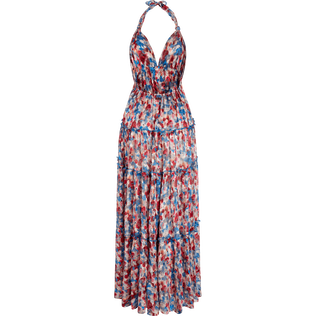 Women Viscose Long Backless Dress Flowers in the Sky Palace back view