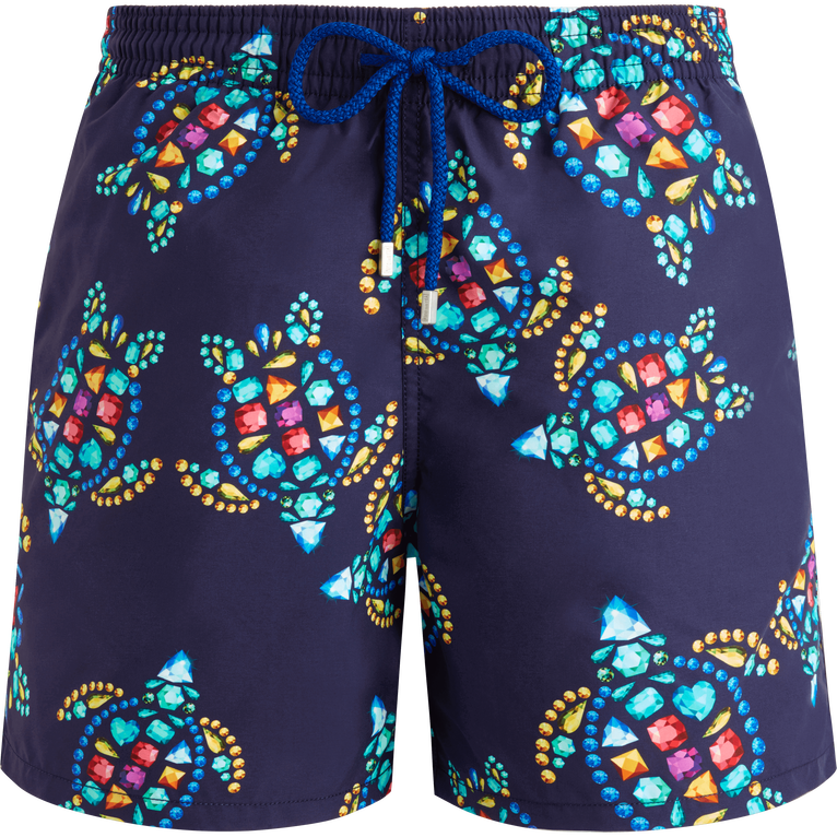 Vilebrequin Men Swim Shorts Vendôme Turtles - Moon - Blue - Size 5XL