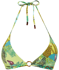 Top de bikini anudado alrededor del cuello con estampado Jungle Rousseau para mujer Jengibre vista frontal
