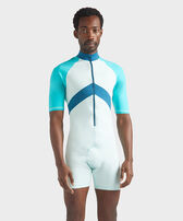 Dreifarbiger Rashguard für Herren Blue note Vorderseite getragene Ansicht