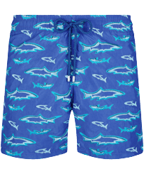 Men Embroidered Swim Trunks Requins 3D - Limited Edition Purple blue front view