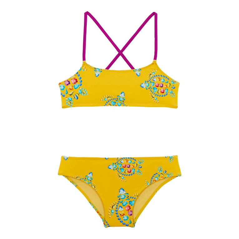 Girls Two Pieces Swimsuit Vendôme Turtles - Swimming Trunk - Galac - Yellow - Size 14 - Vilebrequin