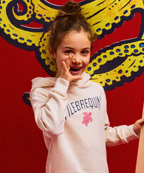 Sudadera con capucha para niña Off white vista frontal desgastada
