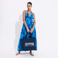 Vestito donna lungo in cotone con spalle scoperte Les Draps Froissés Blu nettuno dettagli vista 2