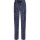 Men Printed Linen Pants Azul marino vista frontal