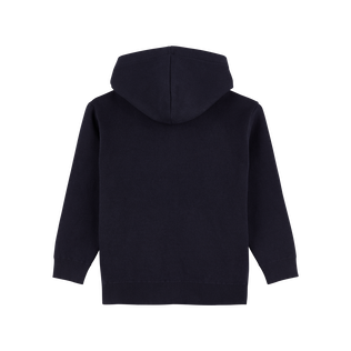 Solid Kapuzenpullover aus Baumwolle für Kinder Marineblau Rückansicht