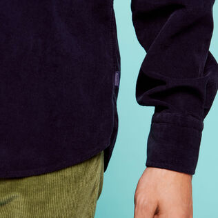 Men Corduroy Shirt Solid Navy details view 3