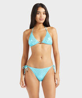 Women Triangle Bikini Top Relief Sparkling Disco green 正面穿戴视图