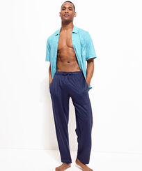Hombre Autros Liso - Unisex Linen Jersey Pants Solid, Azul marino vista frontal de hombre desgastada
