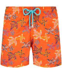 Herren Klassische Bestickt - Men Swimwear Embroidered Water Colour Turtles - Limited Edition, Guava Vorderansicht