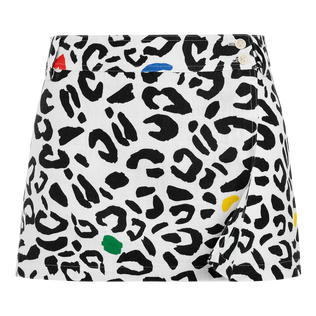 Falda envolvente con estampado Leopard para mujer - Vilebrequin x JCC+ - Edición limitada Blanco vista frontal