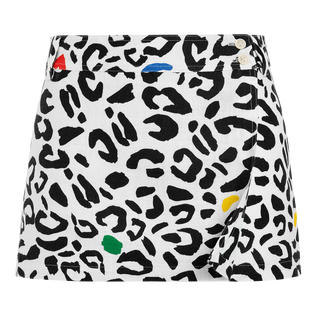 Women wrap skirt Leopard - Vilebrequin x JCC+ - Limited Edition White front view