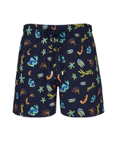 Men Swim Trunks Embroidered Naive Fish - Limited Edition Navy front view