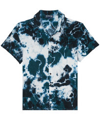 Camicia bowling uomo in spugna Rough Ocean Tie &amp; Dye Emerald vista frontale