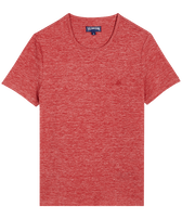 Camiseta de lino de color liso unisex Red heather vista frontal