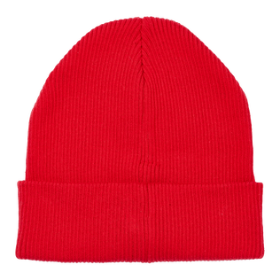 Kids Knitted Beanie Solid Tomato back view