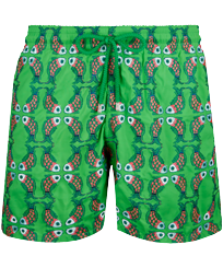 Men Swim Trunks Embroidered Sweet Fishes - Limited Edition Grass green front view